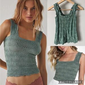 Free People Intimately Free Love Letter Cami Floral Jacquard cropped Tank M/L